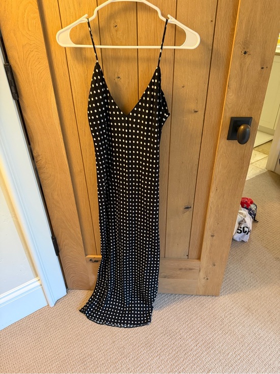 Zara Dresses & Skirts - Black Polka Dot Slip Dress with Spaghetti Straps